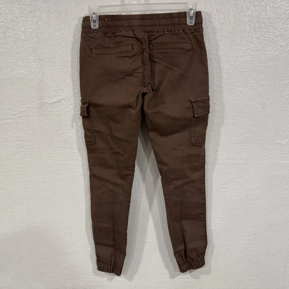 V.I.P. Girls' Size 14 Brown Cargo Jogger Pants Elastic Waist Drawstring Cuffs